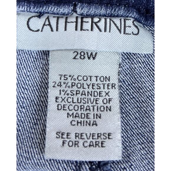 Catherines Women’s 28WP Blue Denim Floral Embroidered Stretch Cropped Jeans - Picture 7 of 11